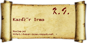 Kazár Irma névjegykártya
