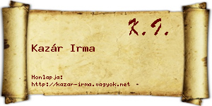 Kazár Irma névjegykártya