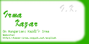 irma kazar business card